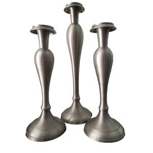 Bombay Pewter Taper Candleholders Set of 3 Vintage